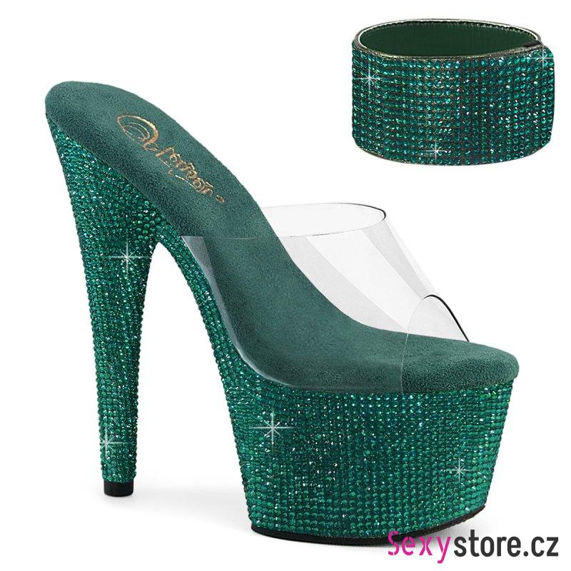 BEJEWELED-712RS BEJ712RS/C/GNRS Zelené luxusní boty Pleaser