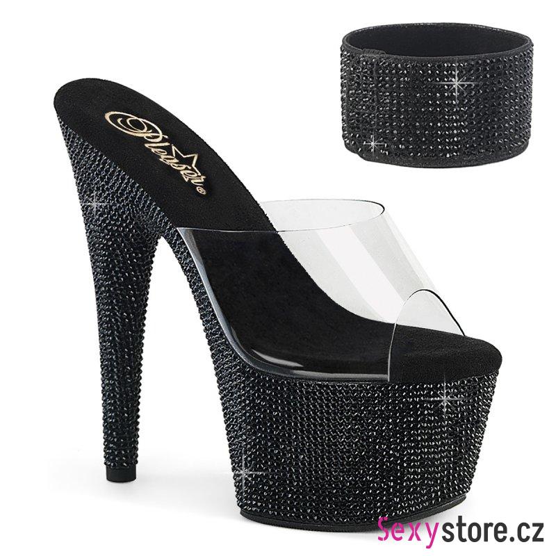 BEJEWELED-712RS BEJ712RS/C/BRS Černé luxusní go-go pantofle Pleaser