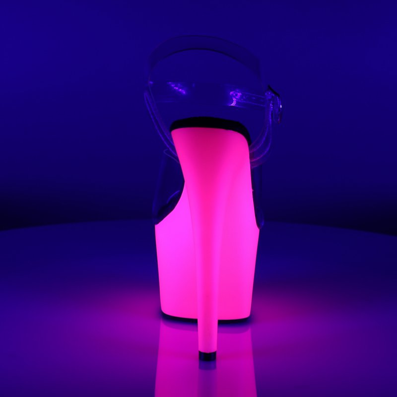 Růžové sexy boty svítící pod UV světlem ADO708UV/C/NPN | ADORE-708UV Pleaser - zezadu