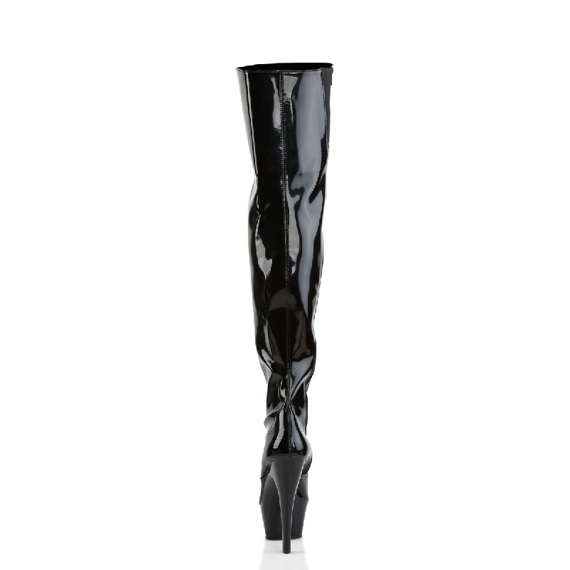 Černé erotické kozačky na platformě Pleaser KISS3010/B/M | KISS-3010 Pleaser - zezadu