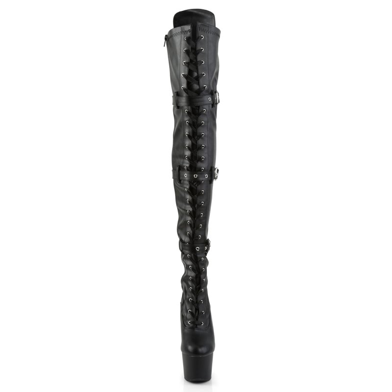 Černé matné erotické kozačky Pleaser ADO3028/BPU/M | ADORE-3028 Pleaser - zepředu